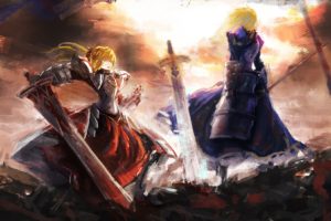 girls, Armor, Blonde, Hair, Fate, Apocrypha, Fate, Stay, Night, Lingxing, Saber, Saber, Of, Red, Sword, Weapon