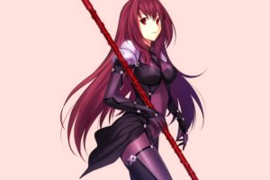 bodysuit, Fate, Grand, Order, Fate, Stay, Night, Lancer,  fate, Grand, Order , Long, Hair, Pink, Red, Eyes, Tagme,  artist , Thighhighs, Weapon