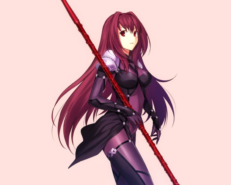 bodysuit, Fate, Grand, Order, Fate, Stay, Night, Lancer,  fate, Grand, Order , Long, Hair, Pink, Red, Eyes, Tagme,  artist , Thighhighs, Weapon HD Wallpaper Desktop Background