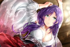 blue, Eyes, Breasts, Cleavage, Japanese, Clothes, Long, Hair, Love, Live , School, Idol, Project, Miko, Napo8593, Purple, Hair, Toujou, Nozomi