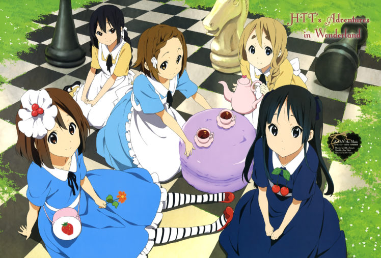 akiyama, Mio, Alice, In, Wonderland, Hirasawa, Yui, Horiguchi, Yukiko, K on , Kotobuki, Tsumugi, Nakano, Azusa, Scan, Tainaka, Ritsu HD Wallpaper Desktop Background