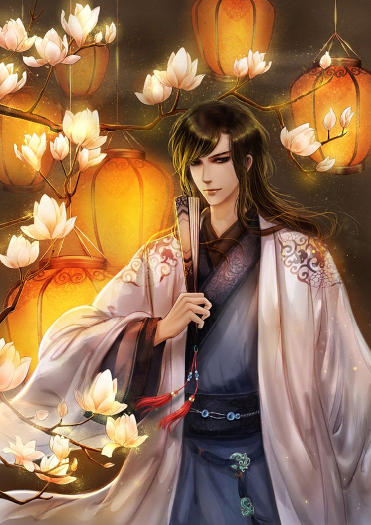 fantasy, Guy, Flower, Long, Hair, Anime HD Wallpaper Desktop Background