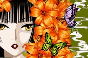 butterfly, Clamp, Close, Flowers, Ichihara, Yuuko, Japanese, Clothes, Vector, Xxxholic