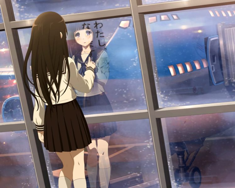 black, Hair, Chitanda, Eru, Hyouka, Long, Hair, Misakamitoko0903, Seifuku HD Wallpaper Desktop Background