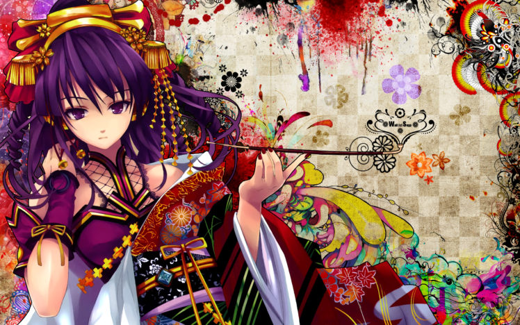 beatmania, Diverse, System, Hifumi, Japanese, Clothes, Kimono, Misaki, Kurehito, Purple, Hair HD Wallpaper Desktop Background