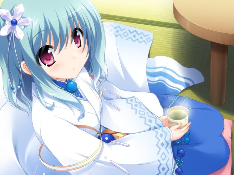 blue, Hair, Japanese, Clothes, Love, Kami, Tagme, Tea, Yukata HD Wallpaper Desktop Background