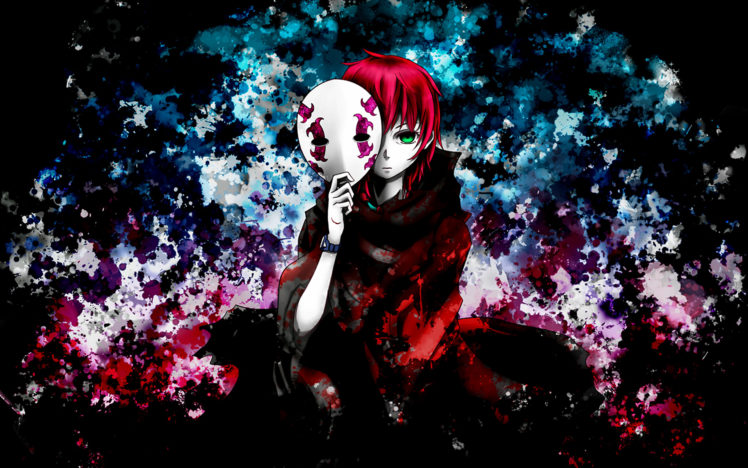 deadman, Wonderland, Green, Eyes, Mask, Midou, Azami, Red, Hair HD Wallpaper Desktop Background