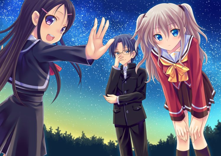 charlotte,  series , Otosaka, Ayumi, Takajou, Joujirou, Tomori, Nao HD Wallpaper Desktop Background