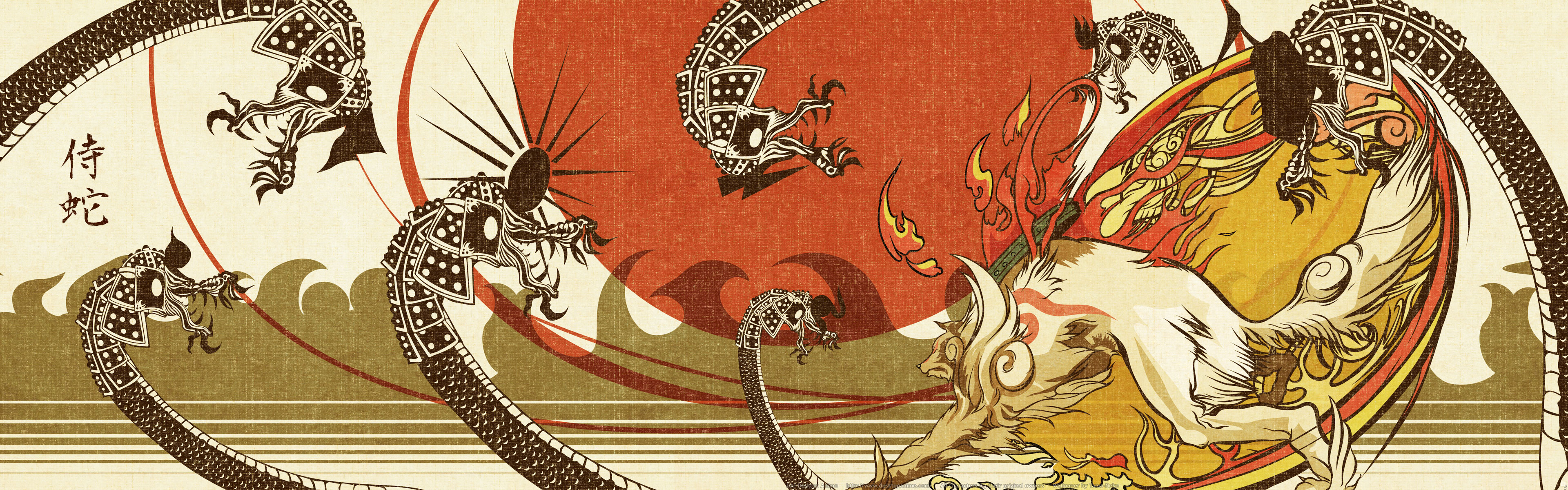 amaterasu, Dualscreen, Okami, Scan Wallpaper