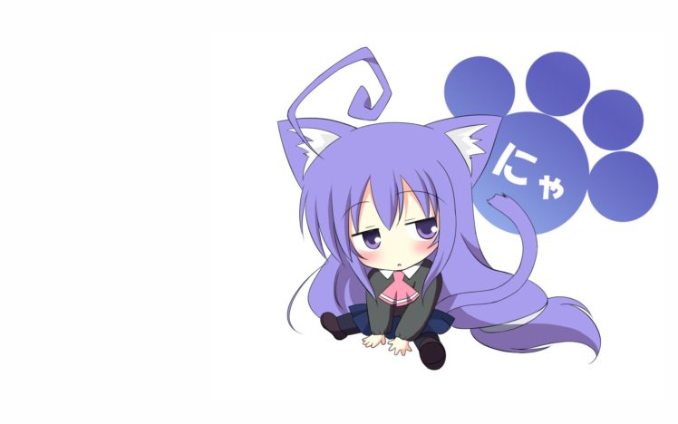 acchi, Kocchi, Catgirl, Jpeg, Artifacts, Miniwa, Tsumiki, Purple, Eyes, Purple, Hair HD Wallpaper Desktop Background