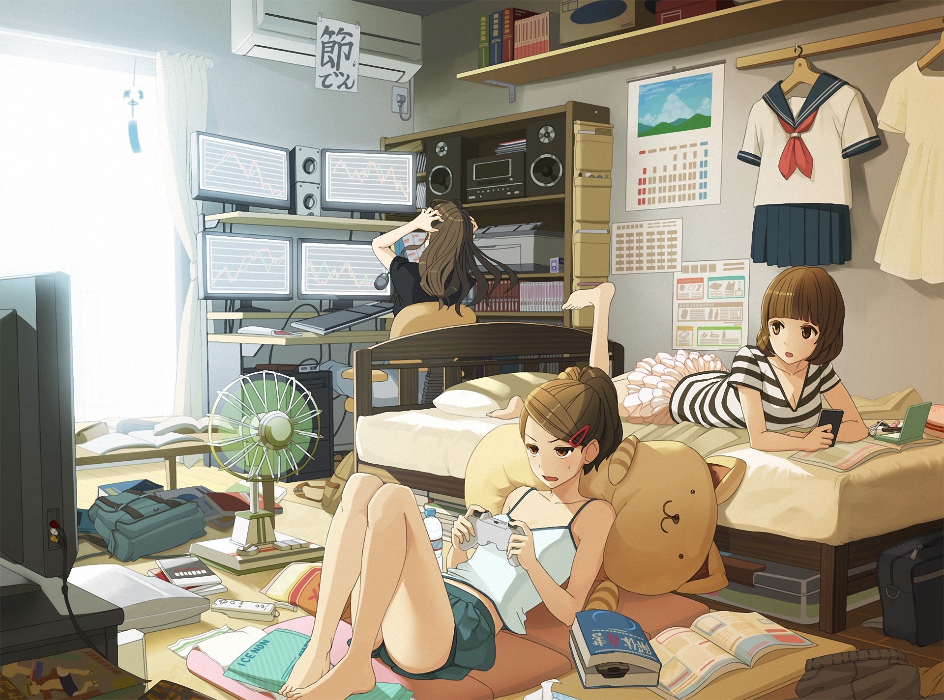 girls, Room, Monkey, D, Luffy, Tori, Otoko, Art Wallpaper
