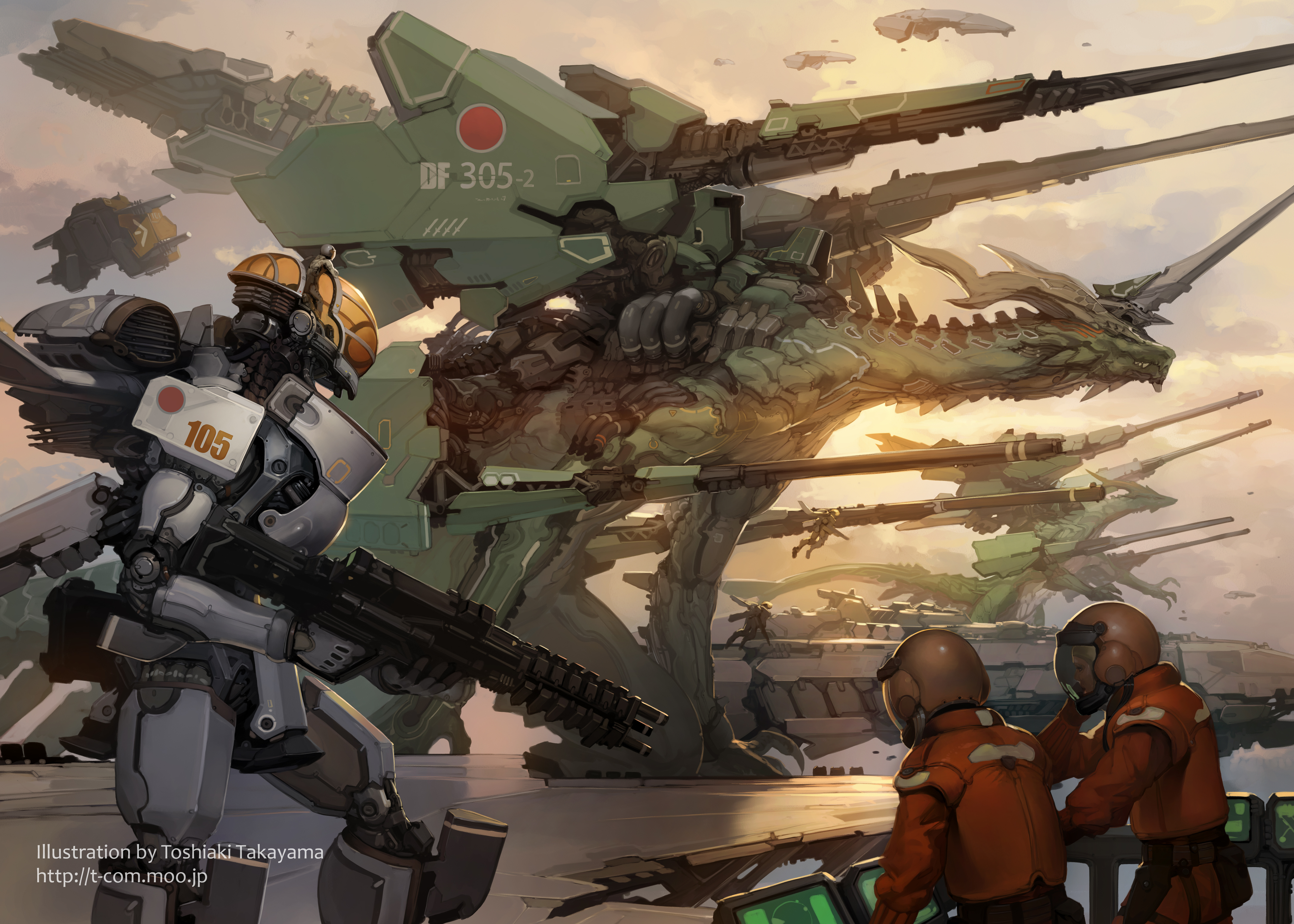 aircraft, Dragon, Gun, Mecha, Original, Takayama, Toshiaki, Weapon Wallpaper