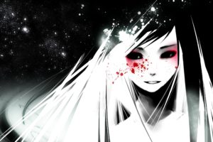 anime, Girl, Black, White, And, Red