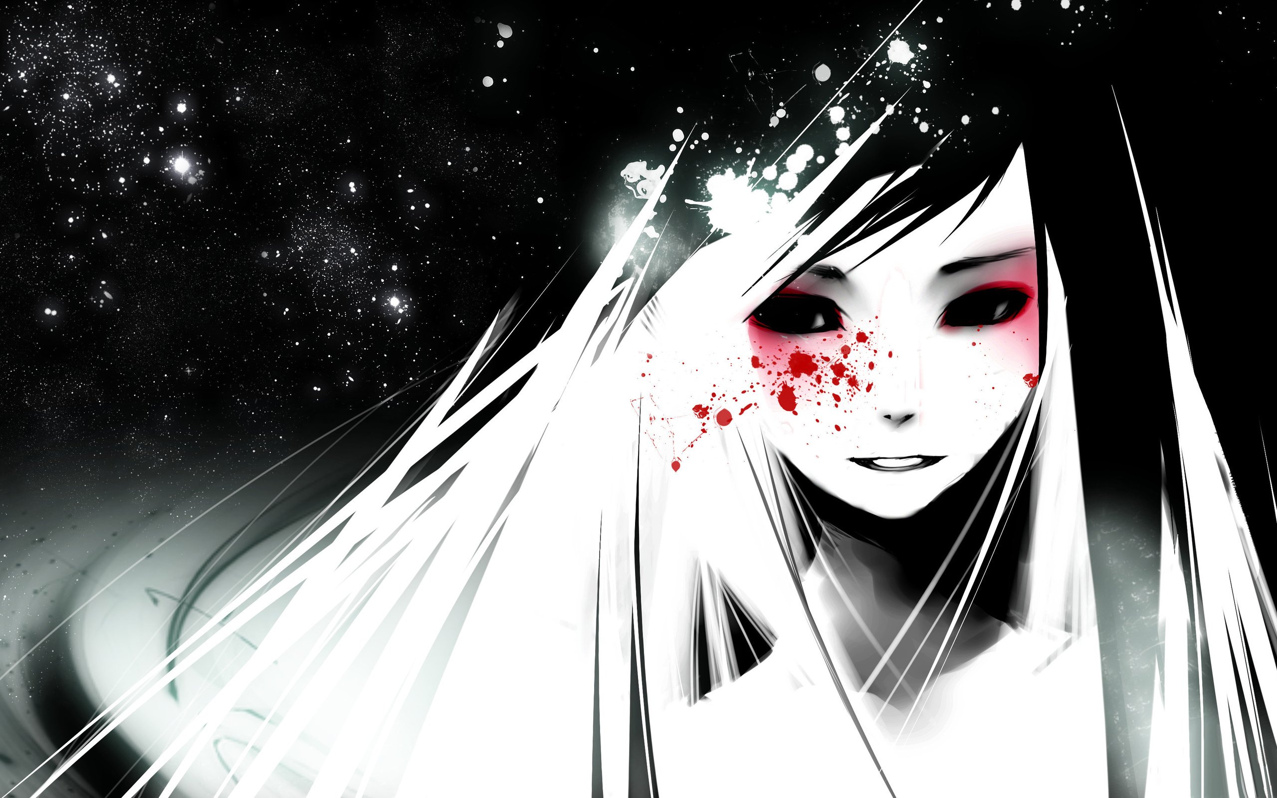 anime, Girl, Black, White, And, Red Wallpaper