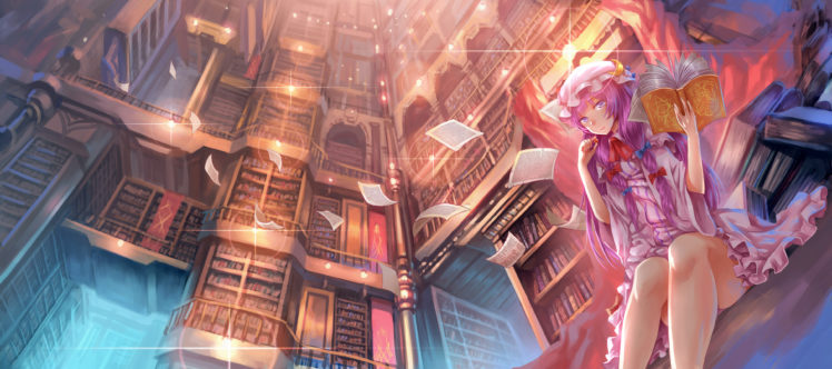 book, Madcocoon, Paper, Patchouli, Knowledge, Touhou HD Wallpaper Desktop Background