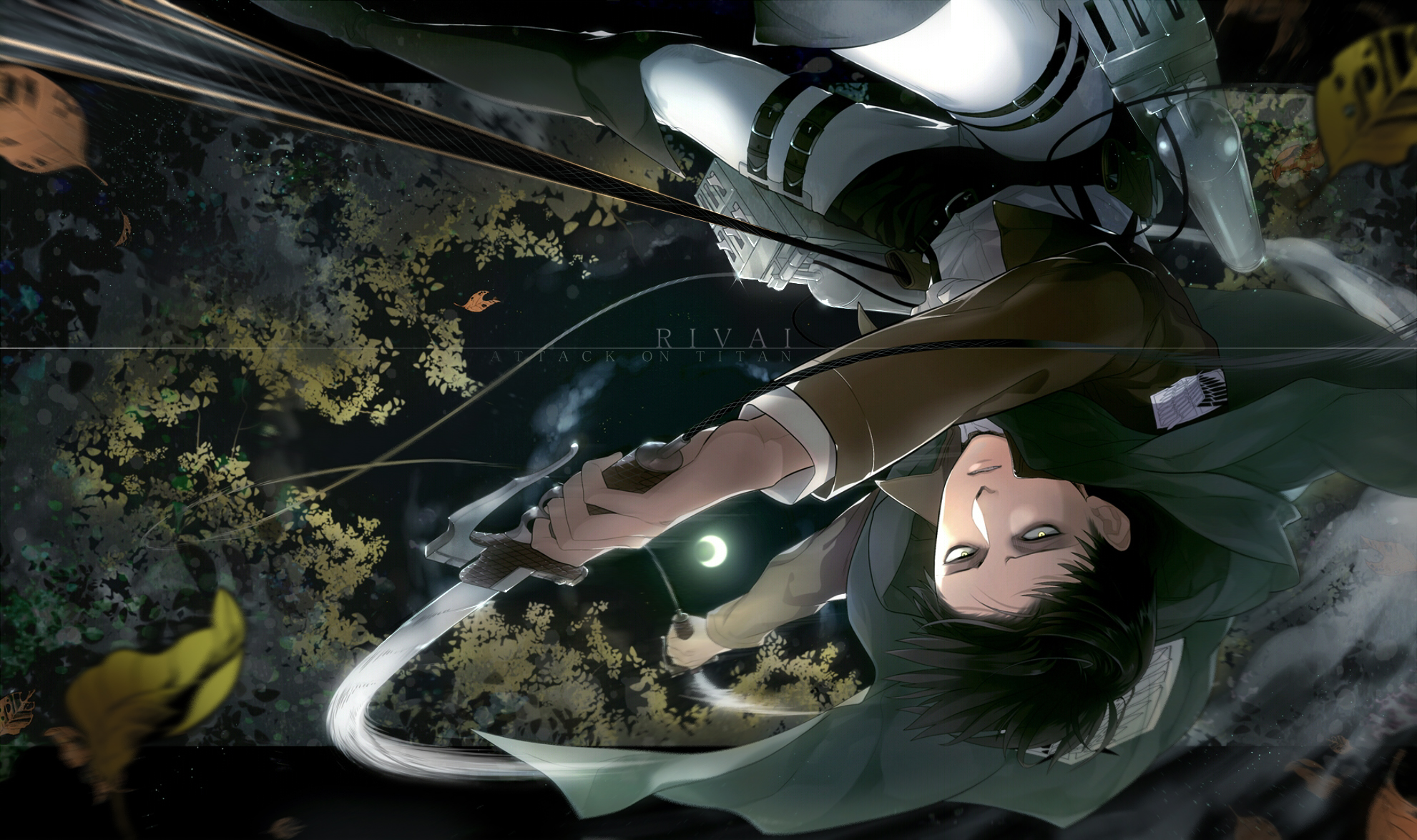 leaves, Moon, Muturou, K, Night, Rivaille, Shingeki, No, Kyojin, Tree Wallpaper
