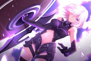 armor, Elbow, Gloves, Fate, Grand, Order, Fate, Stay, Night, Hei, Tong, Shi, Navel, Purple, Eyes, Shielder,  fate, Grand, Order , Short, Hair
