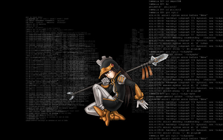 anthropomorphism, Black, Linux, Os tan, Spear, Weapon HD Wallpaper Desktop Background