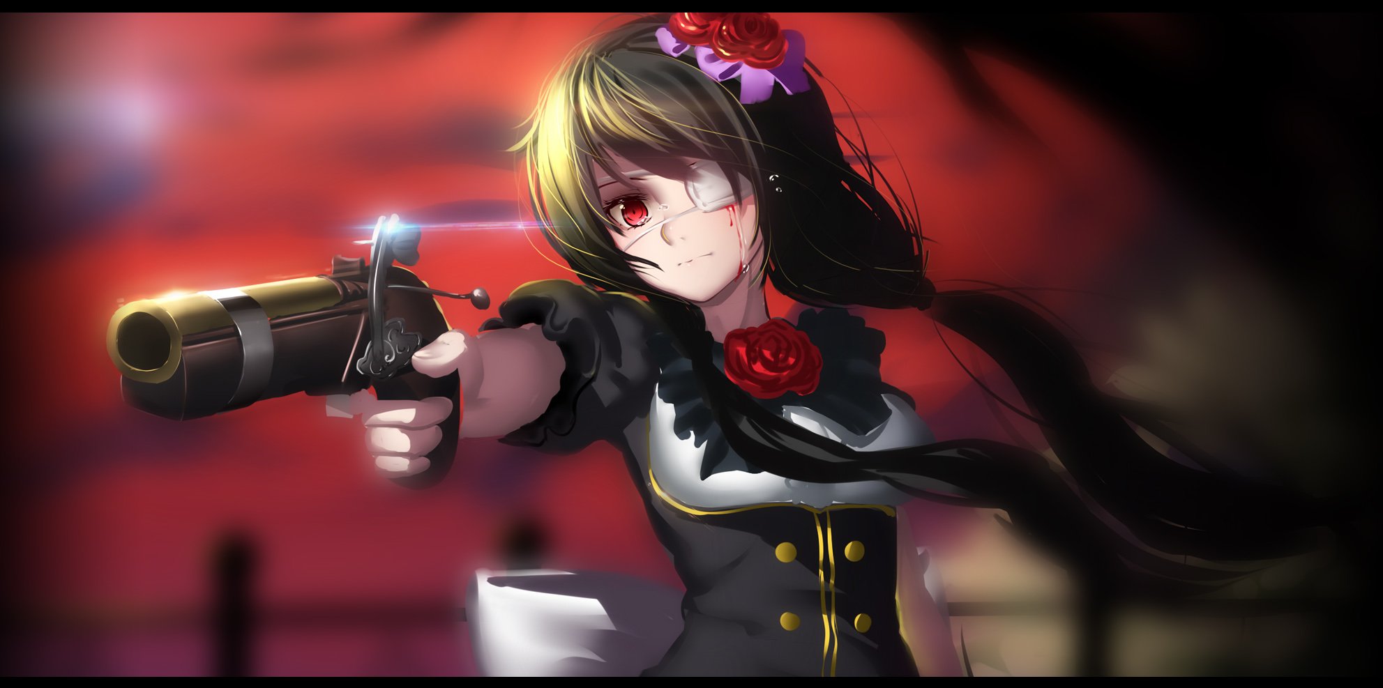 blood, Date, A, Live, Eyepatch, Flowers, Gun, Hk, zxd0554 , Jpeg