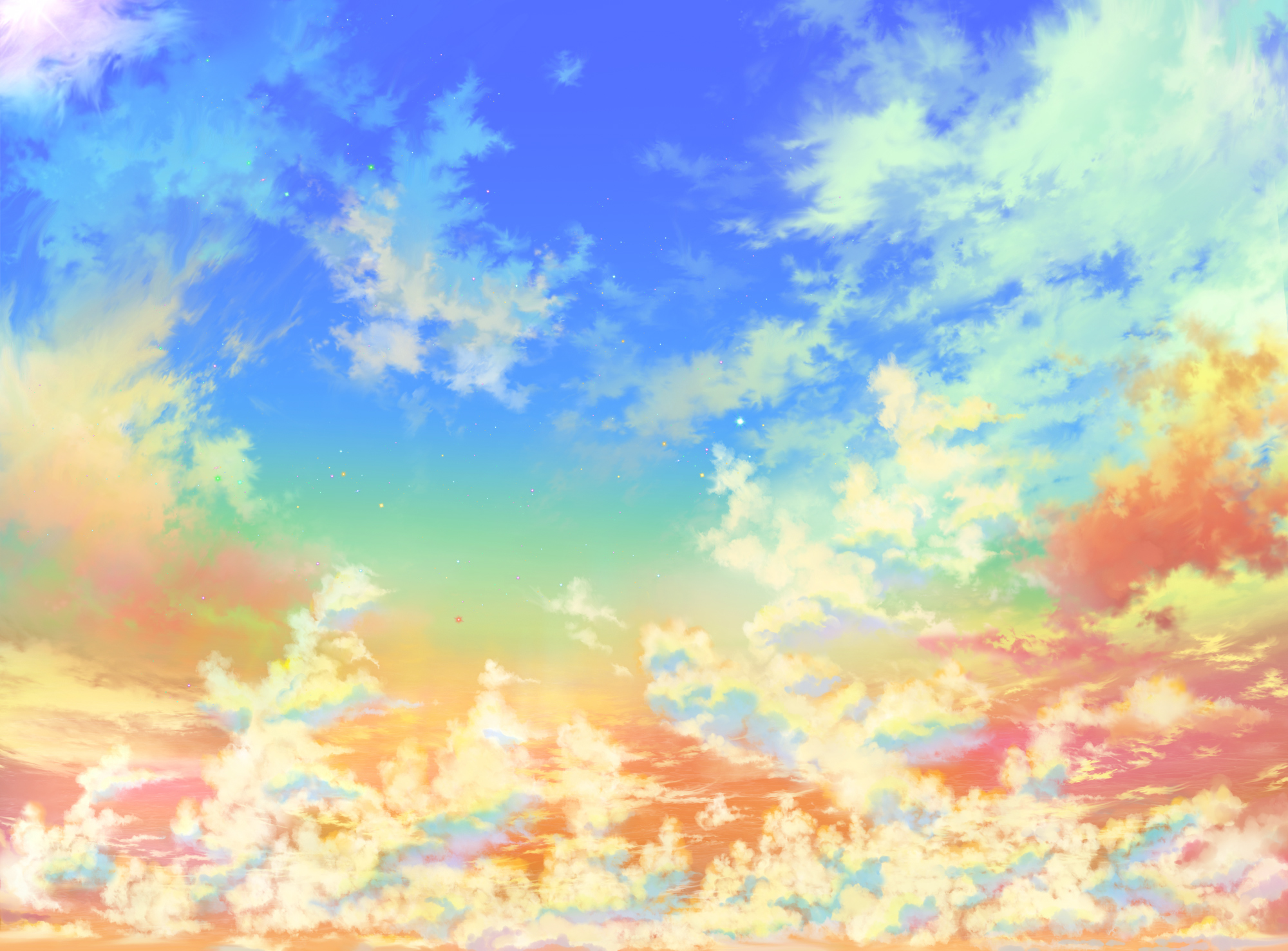 clouds, Iy, Tujiki, Original, Scenic, Sky, Stars, Sunset Wallpaper