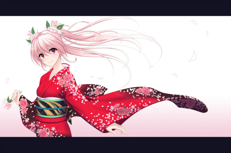 hatsune, Miku, Japanese, Clothes, Kimono, Oshou, Sakura, Miku, Vocaloid HD Wallpaper Desktop Background