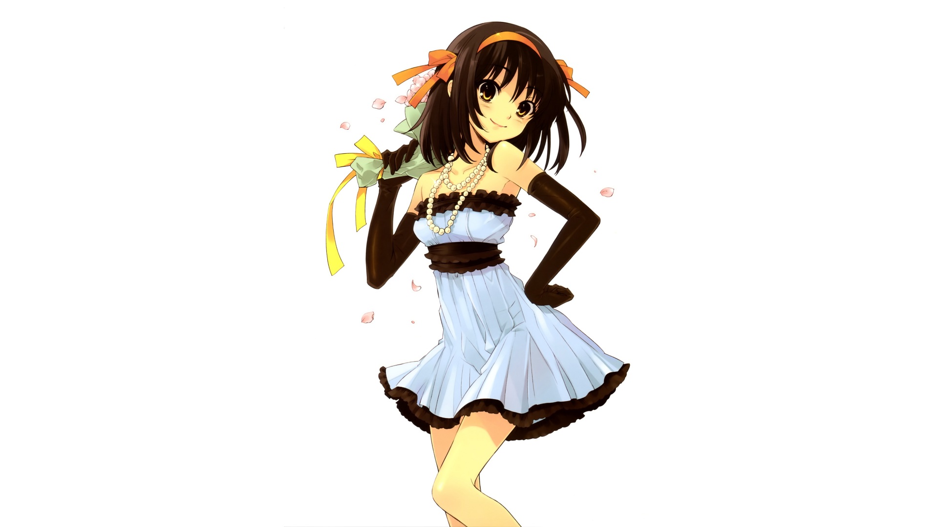 dress, Itou, Noiji, Suzumiya, Haruhi, Suzumiya, Haruhi, No, Yuutsu, White Wallpaper