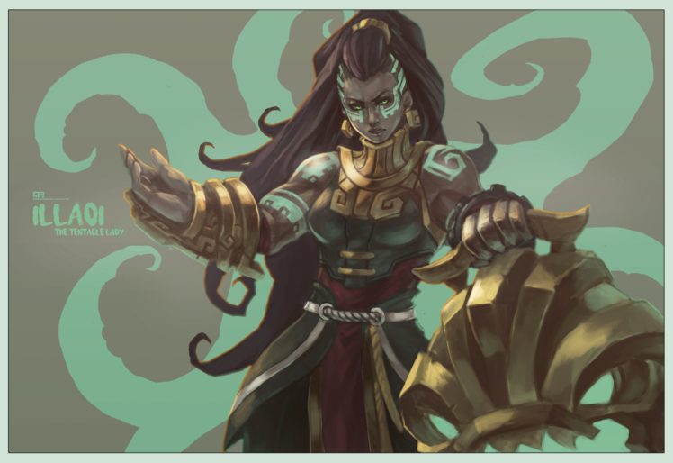 illaoi,  , The, Tentacle, Lady, By, Monorirogue HD Wallpaper Desktop Background
