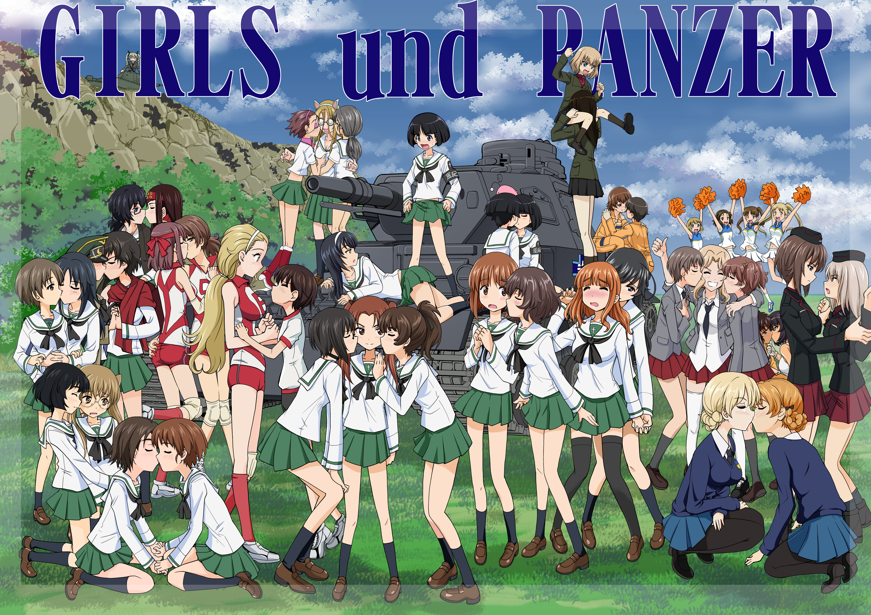 girls, Und, Panzer Wallpaper