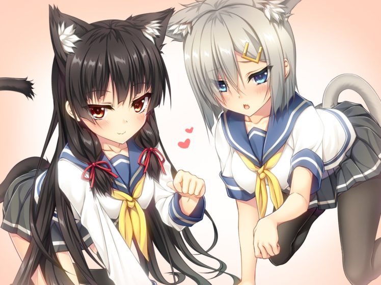 Girls Animal Ears Catgirl Hamakaze Kancolle Isokaze