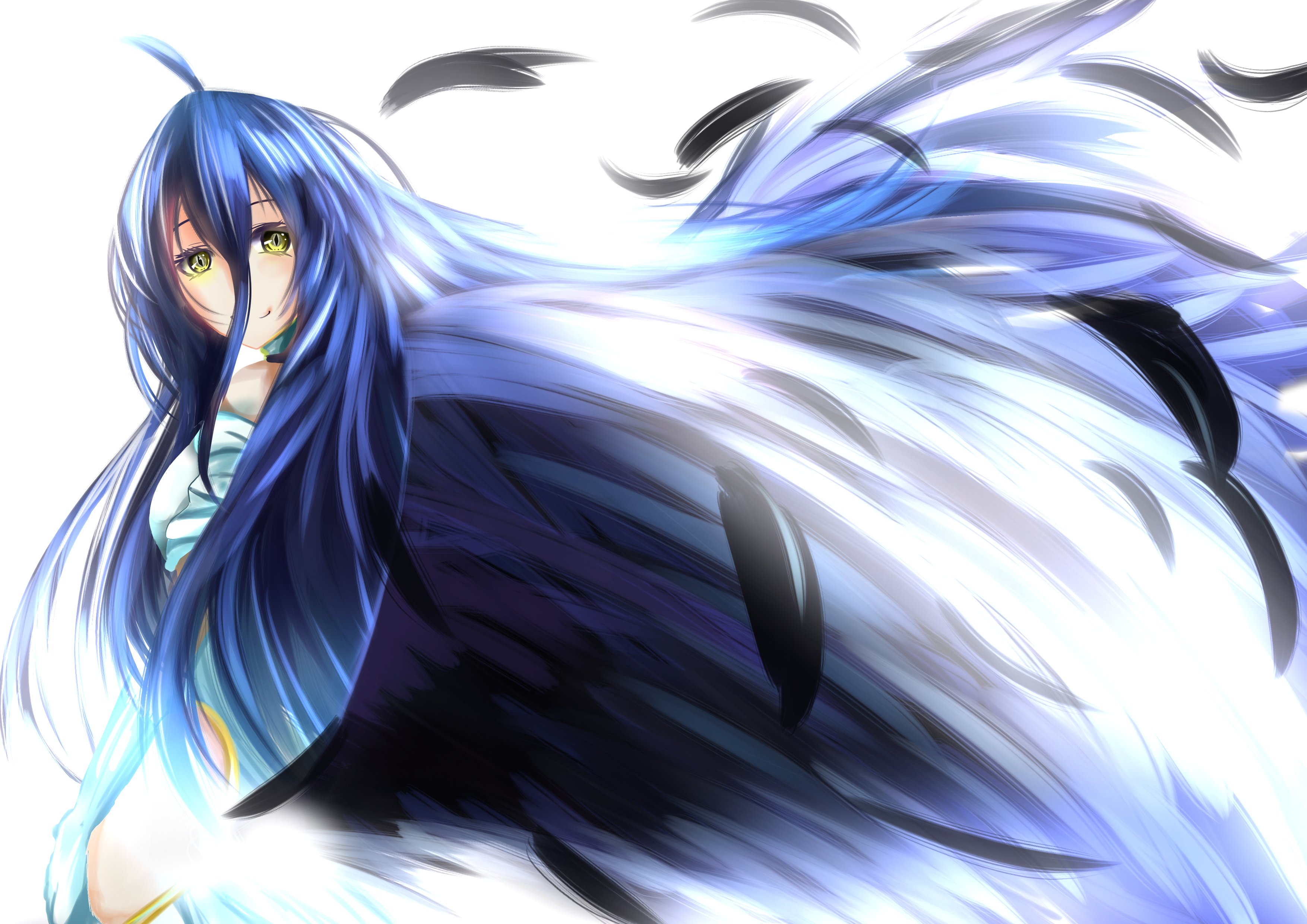 albedo, Black, Hair, Feathers, Long, Hair, Overlord, Tagme,  artist , Wings, Yellow, Eyes Wallpaper
