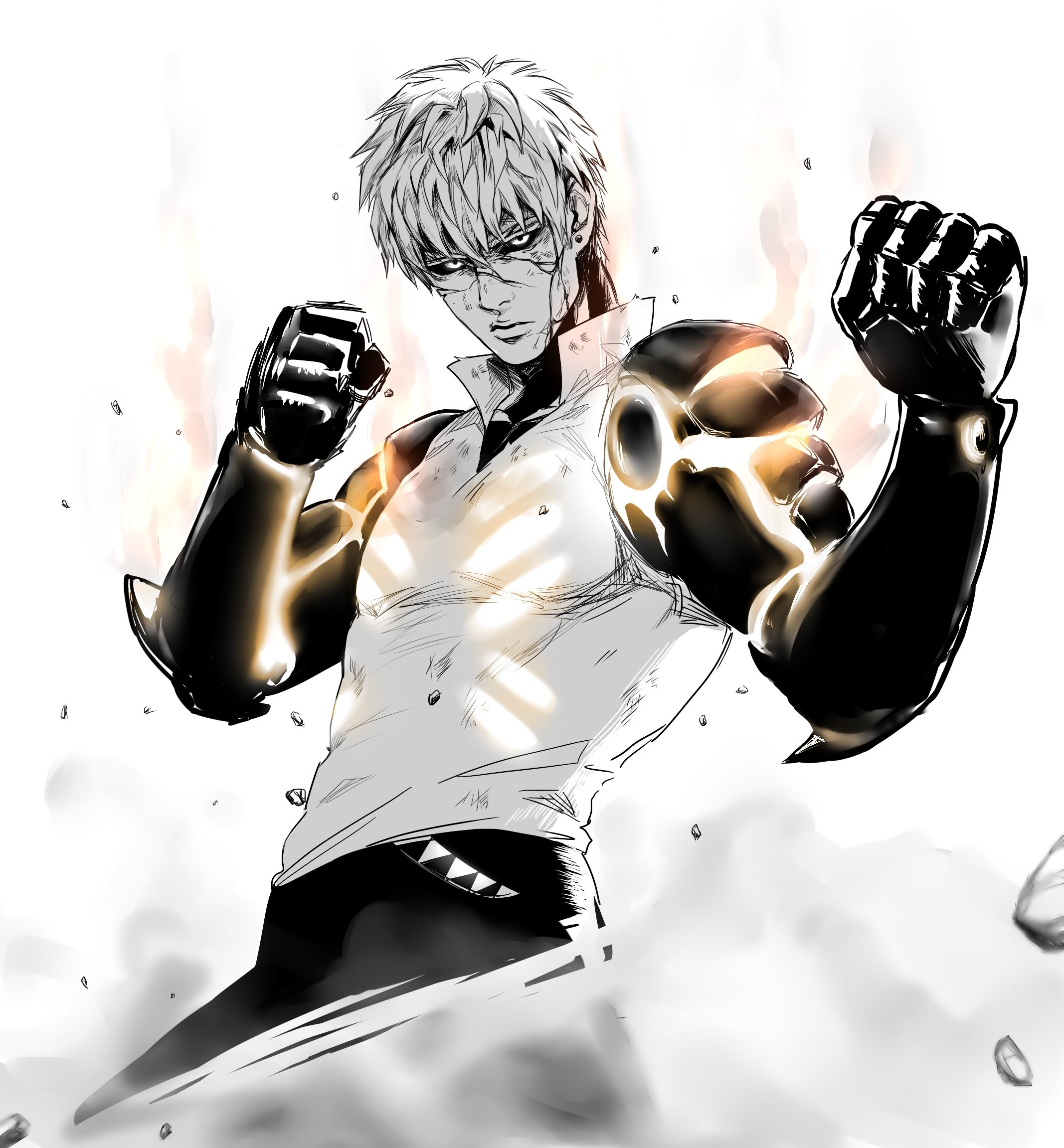 one, Punch, Man, Genos,  one, Punch, Man , Fight, Stance, Cyborg Wallpaper