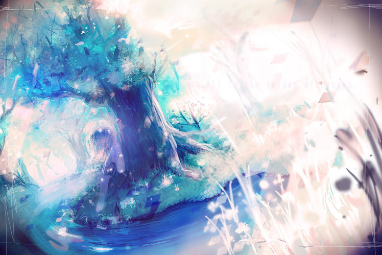 vocaloid, Forest, Hatsune, Miku, Jpeg, Artifacts, Sleeping, Tree, Water HD Wallpaper Desktop Background
