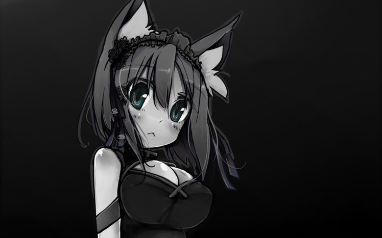 original, Black, Catgirl, Chinese, Dress, Endou, Chihiro, Green, Eyes, Nana, Photoshop HD Wallpaper Desktop Background
