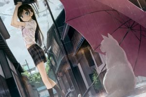 5, Nenme, No, Houkago, Animal, Bra, Cat, Kantoku, Scan, See, Through, Seifuku, Tagme, Umbrella, Underwear, Wet