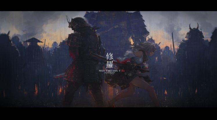 group, Mivit, Pixiv, Fantasia, Samurai HD Wallpaper Desktop Background