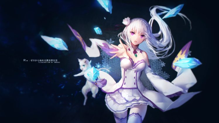 animal, Cat, Emilia, Puck, Re zero, Kara, Hajimeru, Isekai, Seikatsu, Swd3e2 HD Wallpaper Desktop Background