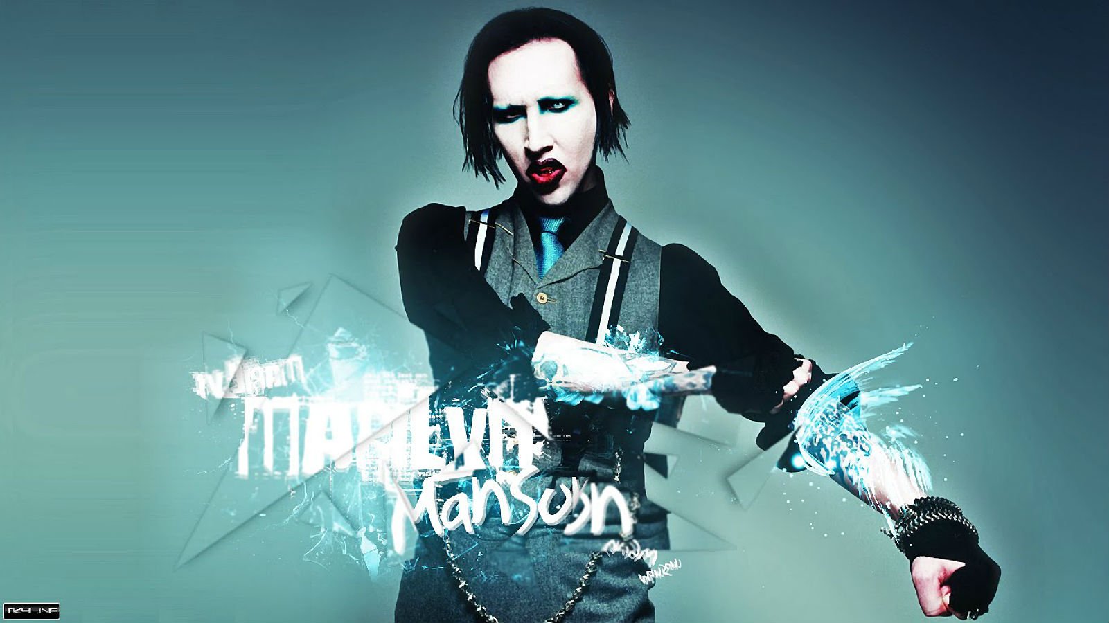 marilyn, Manson, Industrial, Metal, Heavy, Glam, Shock, Hard, Rock, Poster Wallpaper