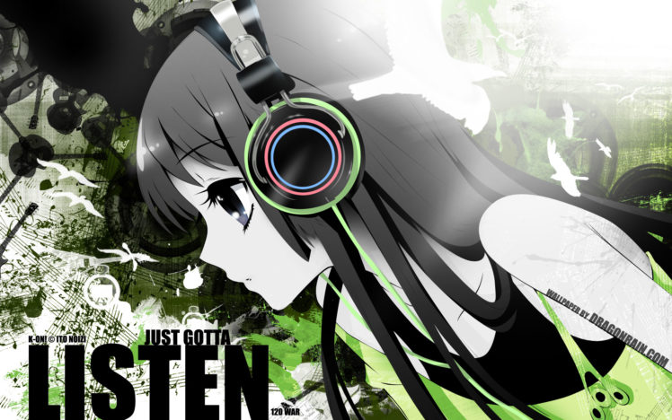 k on , Akiyama, Mio, Black, Eyes, Black, Hair, Headphones HD Wallpaper Desktop Background