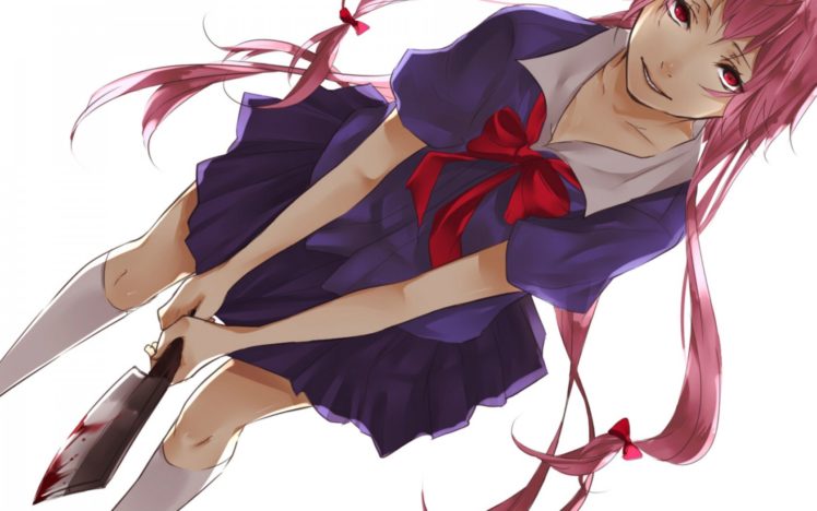 anime, Mirai, Nikki, Gasai, Yuno, Girl, Art, Knife, Dress HD Wallpaper Desktop Background