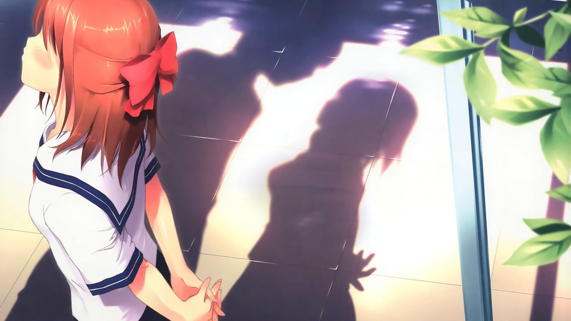 bow, Girl, Shape, Shadow, Kiss, Anime Wallpaper