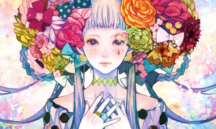 anime, Girl, Cute, Flower, Face HD Wallpaper Desktop Background