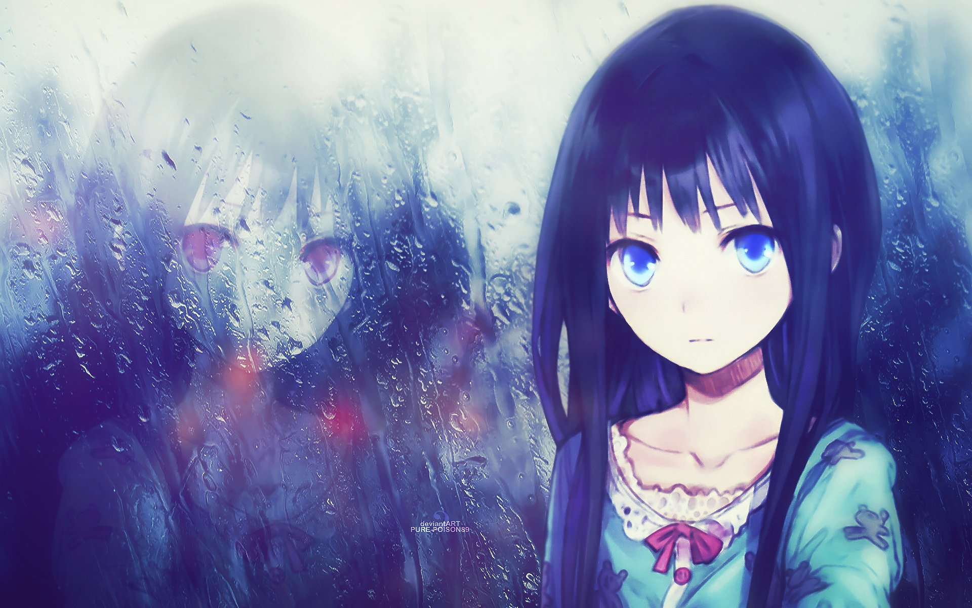reflection, Kamisama, Girl, Rain Wallpaper