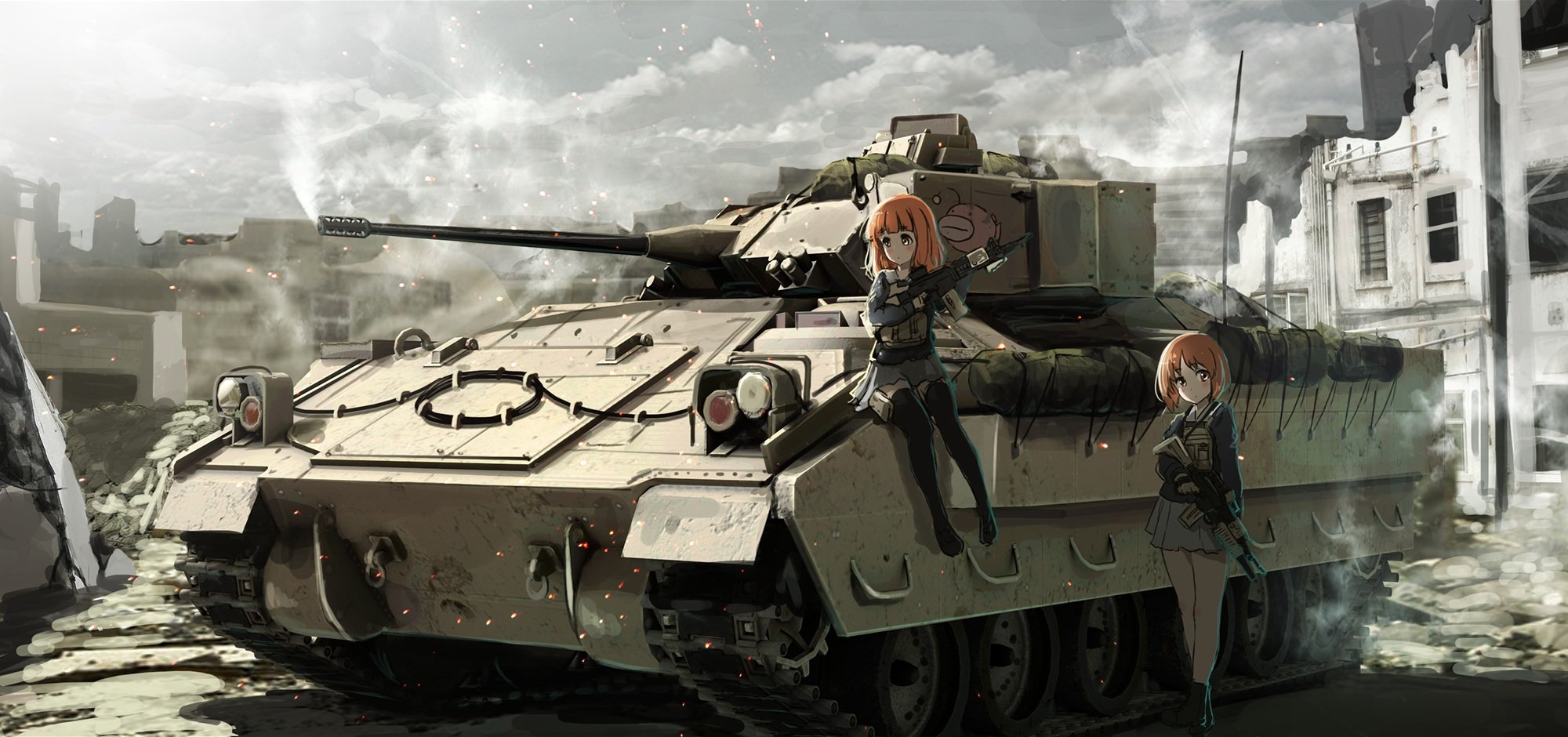 girls, Und, Panzer, Gun, Nishizumi, Miho, Oota, Youjo, Takebe, Saori, Weapon Wallpaper