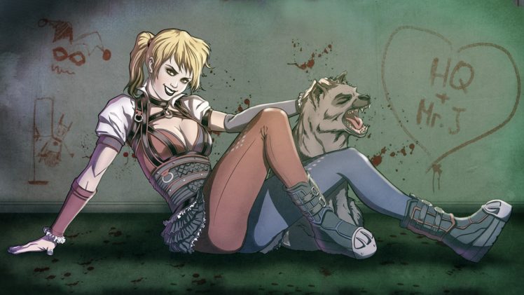 comic, Chica, Perro, Sentada HD Wallpaper Desktop Background