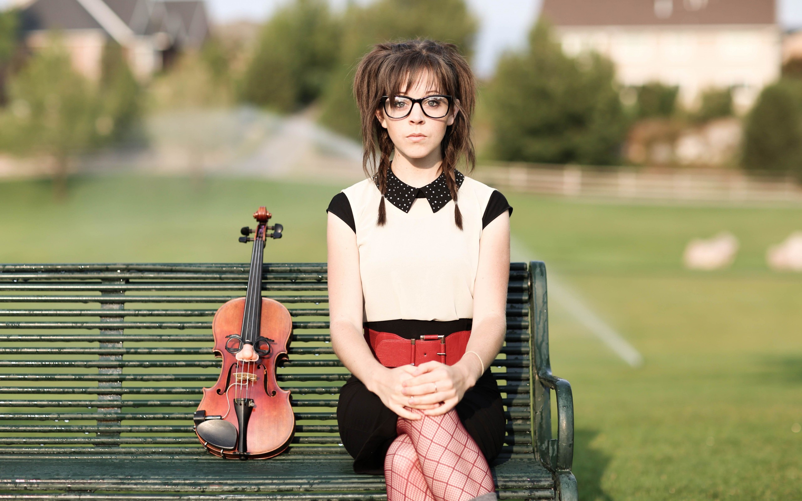 Lindsey Stirling Violin Bench Wallpapers Hd Desktop And