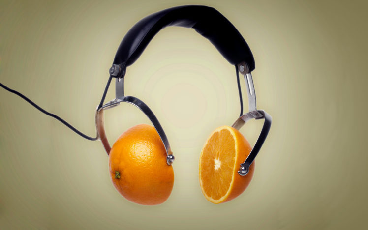 headphones, Oranges HD Wallpaper Desktop Background