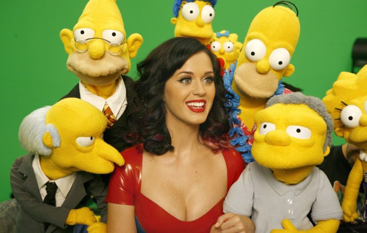 katy, Perry, Pop, Singer, Actress, Girl, Brunette, Simpsons HD Wallpaper Desktop Background