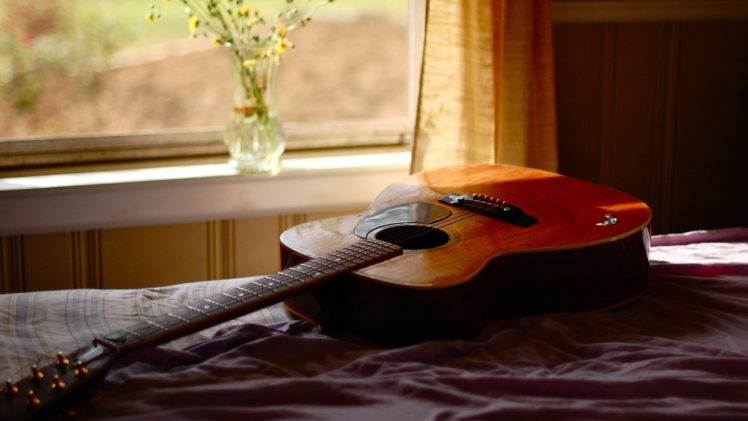 bed, Guitar HD Wallpaper Desktop Background