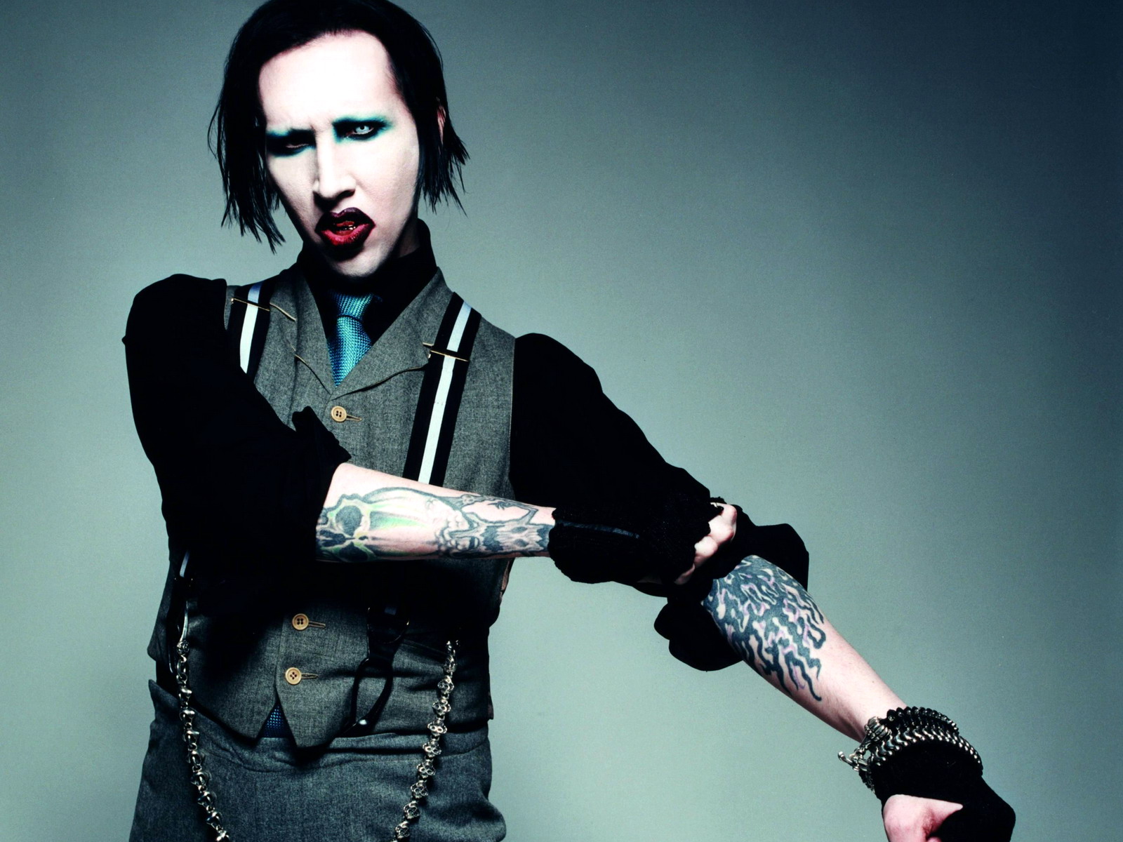 marilyn, Manson, Industrial, Metal, Rock, Heavy, Shock, Gothic, Glam, Tattoo Wallpaper