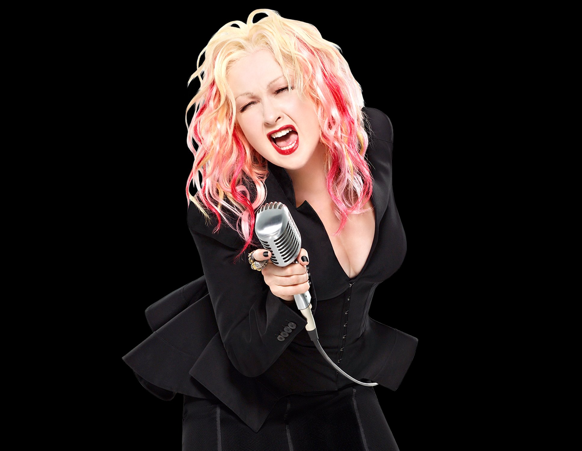 cyndi, Lauper, Pop, Dance, New, Wave, Glam, Concert, Microphone Wallpaper